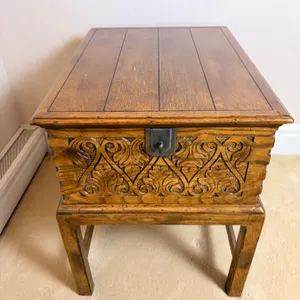 Rustically Carved Side Table