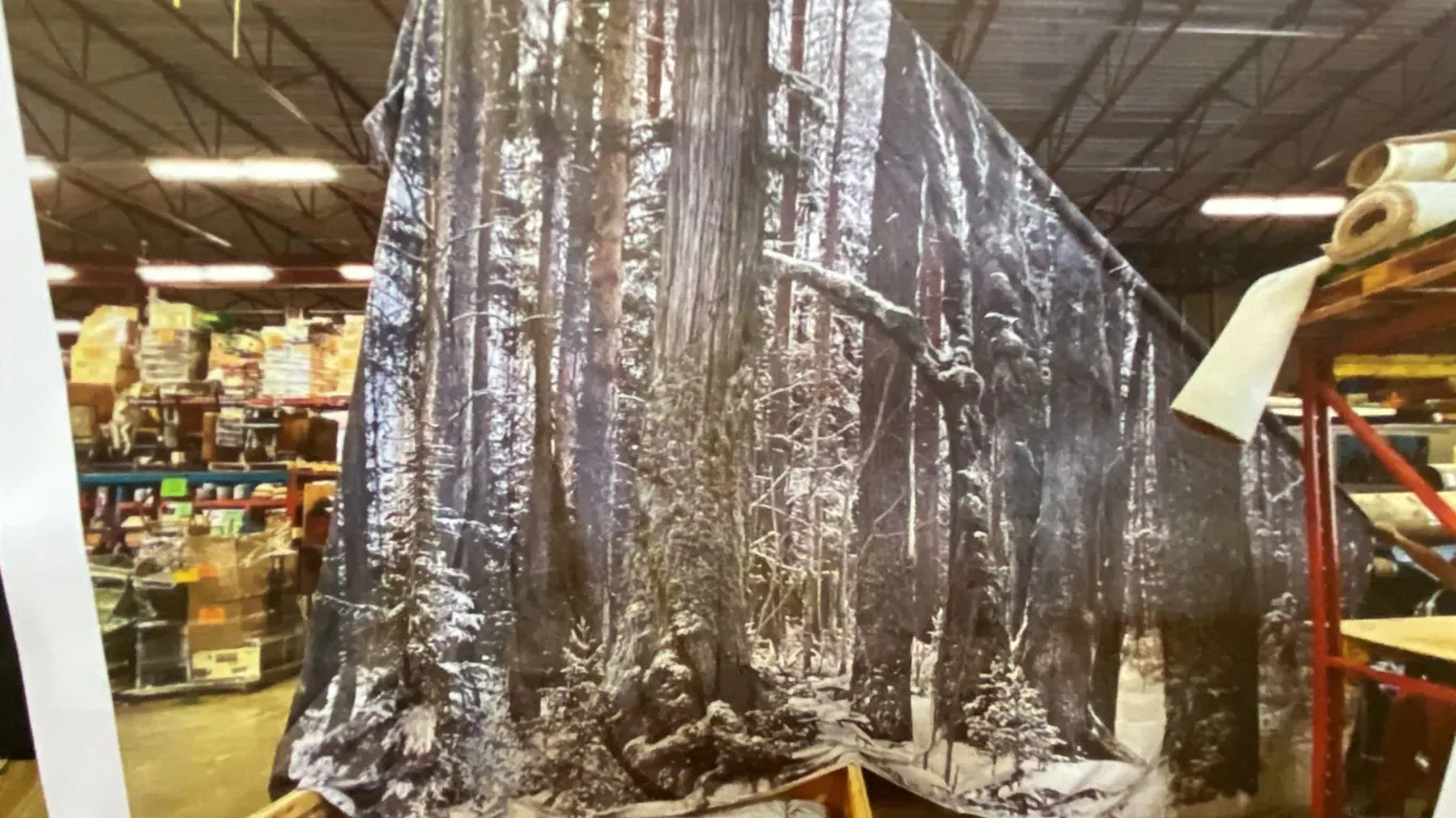 HUNTERS CABIN FOREST SCENE FILM INDUSTRY BACK DROP IN LARGE WOOD CRATE
