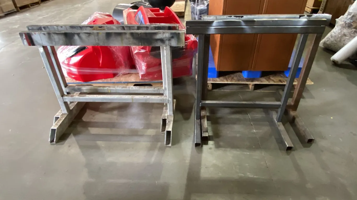 GROUP OF 4 SAW HORSES - 2 STEEL AND 2 ALUMINUM