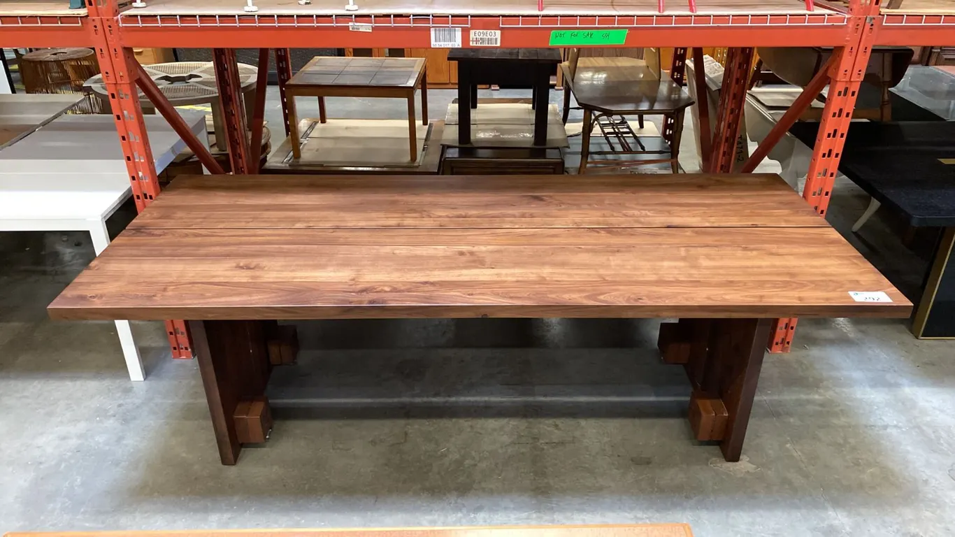 CONTEMPORARY DARK PINE MOBILE BOARDROOM TABLE - APPROX. 94" X 39" X 29" HIGH