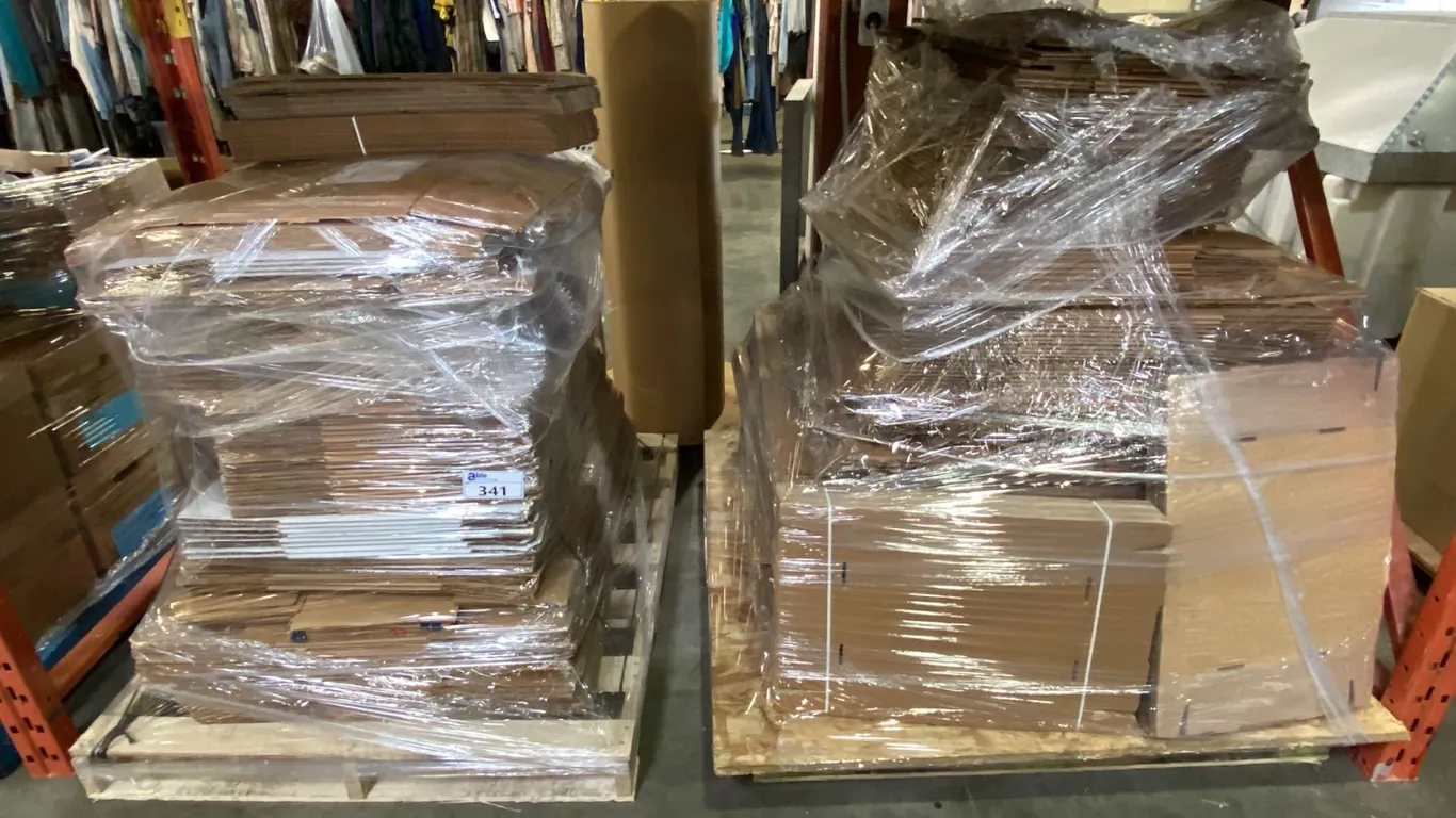 2 PALLETS OF ASSORTED SIZE CORRUGATED CARDBOARD BOXES