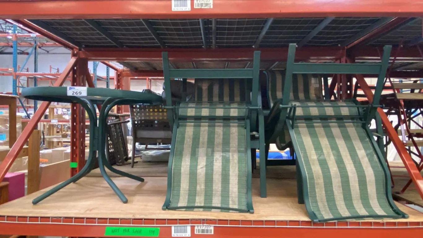 5 PCS. GREEN PATIO SET - ROUND GLASS TOP TABLE AND 4 CHAIRS