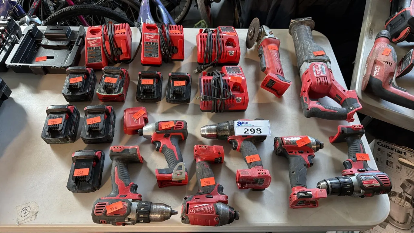 ASSORTED MILWAUKEE CORDLESS 18V POWER TOOLS, BATTERIES, AND CHARGERS 20-PIECE LOT