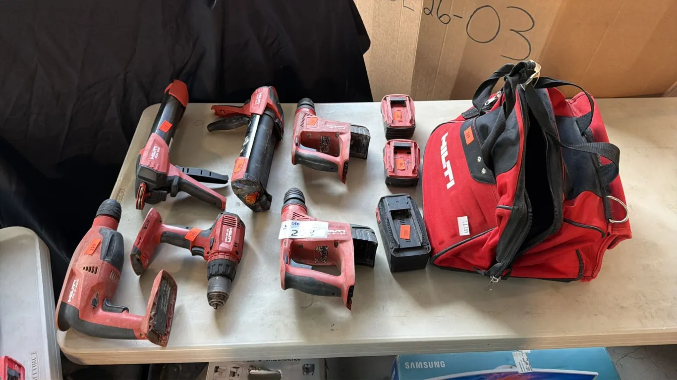 HILTI CORDLESS INDUSTRIAL POWER TOOLS, ADHESIVE DISPENSERS, AND ACCESSORIES 9-PIECE LOT