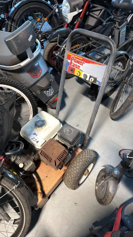 VINTAGE COMMERCIAL GAS PRESSURE WASHER WITH OHV ENGINE AND STAMPED STEEL CART