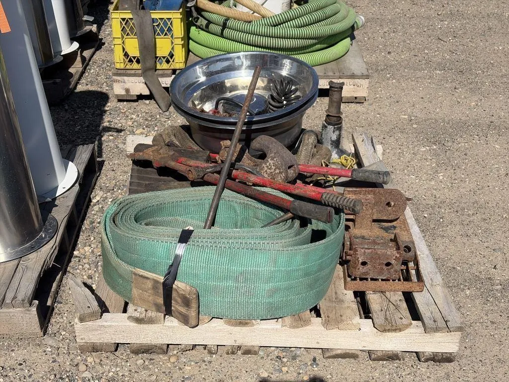 Pallet of Tow Strap, Sling, Chain Pliers & More