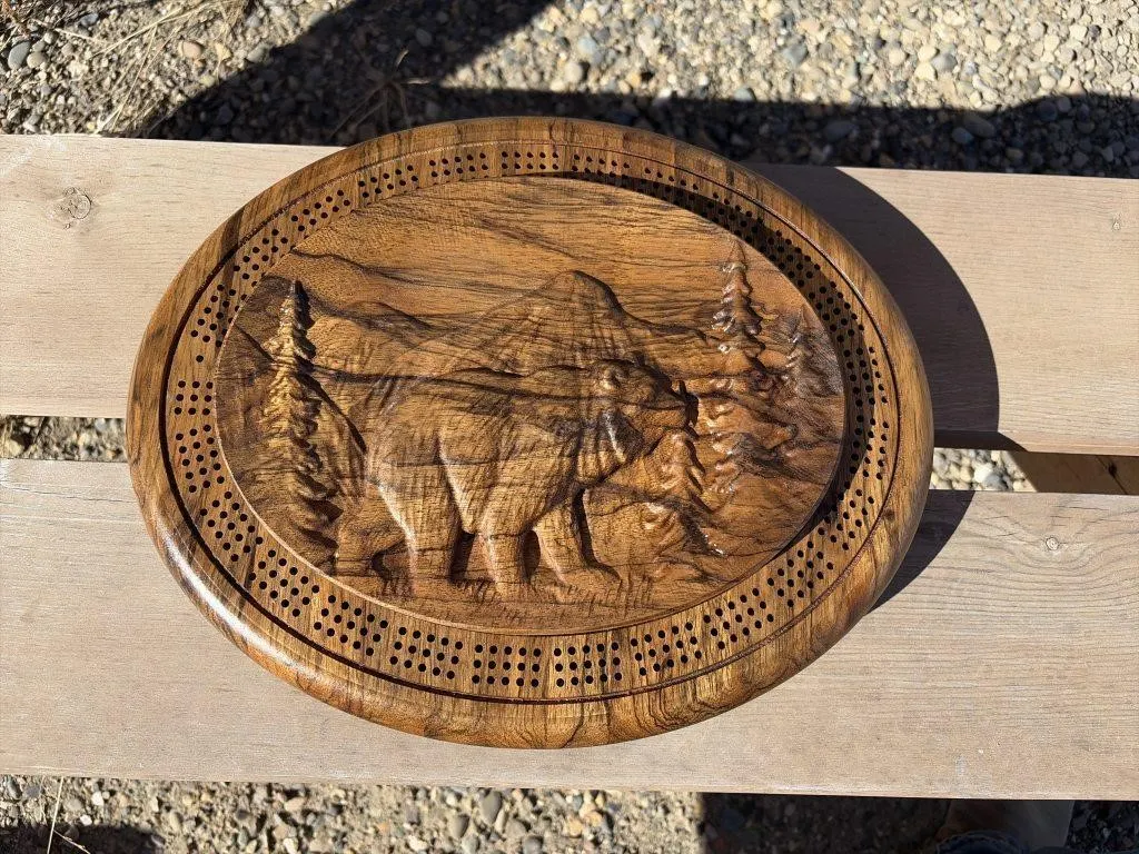 Oval Bear Cribbage Board