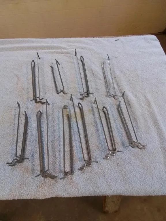 10 pc heavy peg board hooks, 8" to 9" long