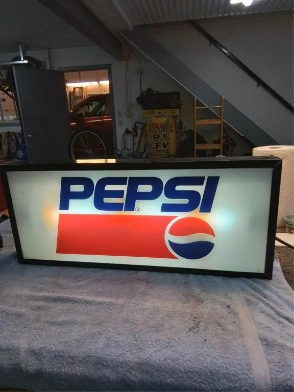 Lighted PEPSI. sign. 12" x 28" x. 2 1/2" thick
