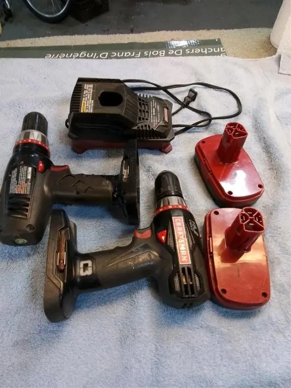 2 Craftsman drills, 19.2 volts, batteries and
