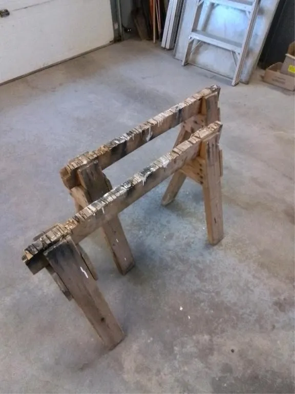 1 pair of saw horses. 24" high, 36" wide