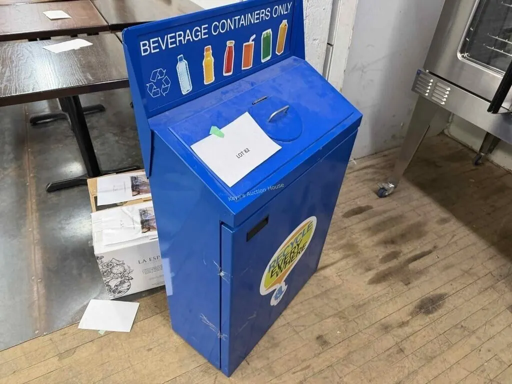 blue recycling bin