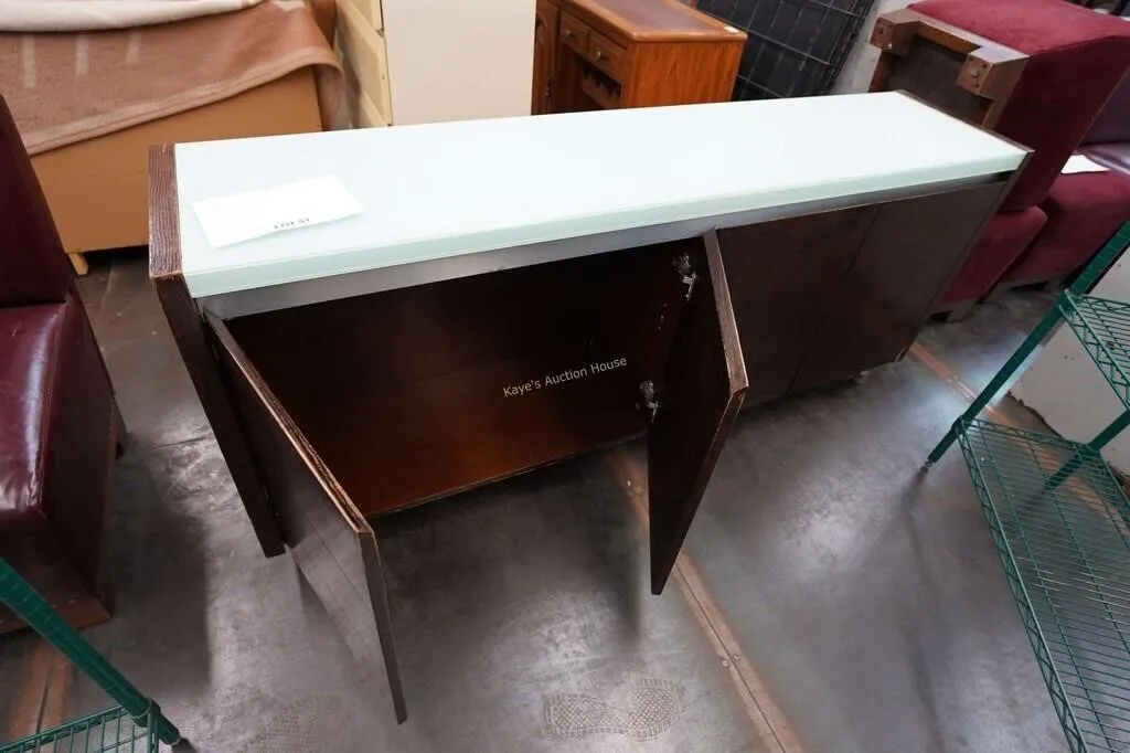 glass-top credenza