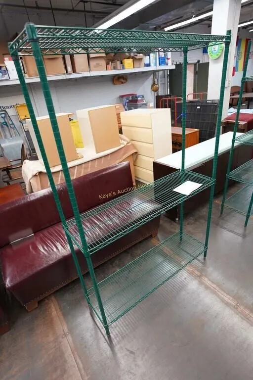 green metal shelf