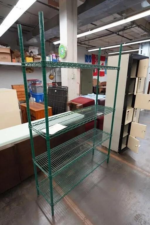 green metal shelf