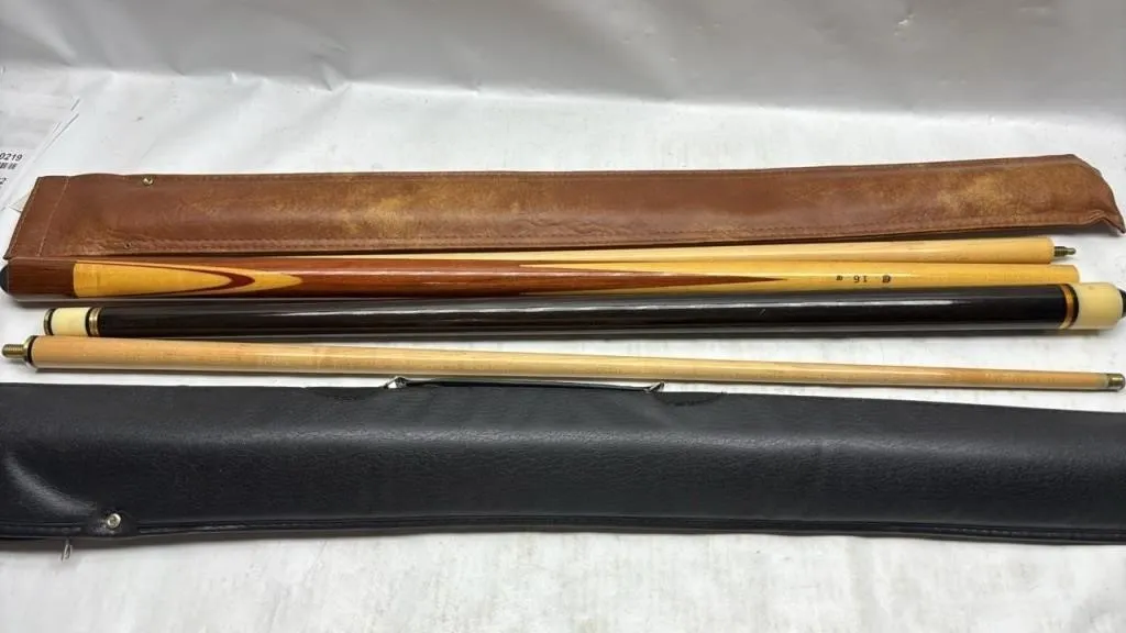 Lot of 2 - 2 piece pool cues