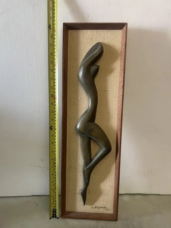 Carved Wood Abstract Nude Figure Wall Sculpture