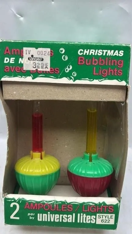 Vintage Christmas Bubbling Lights in box replaceme