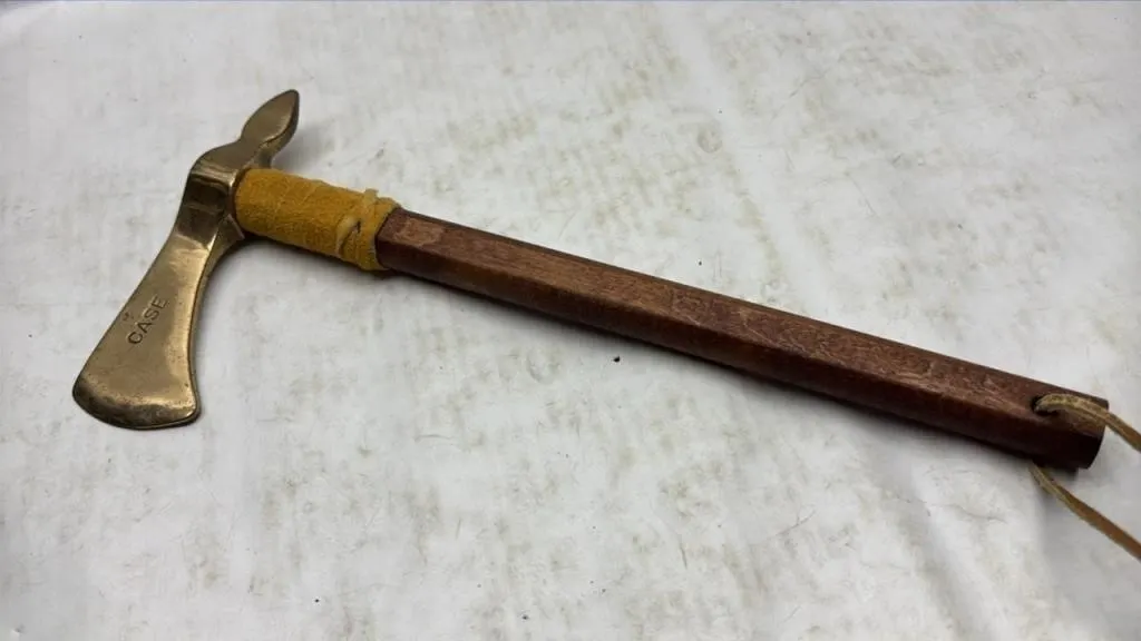 Vintage Brass & Wood Tomahawk Axe