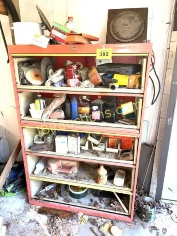 GARAGE SHELF AND CONTENTS