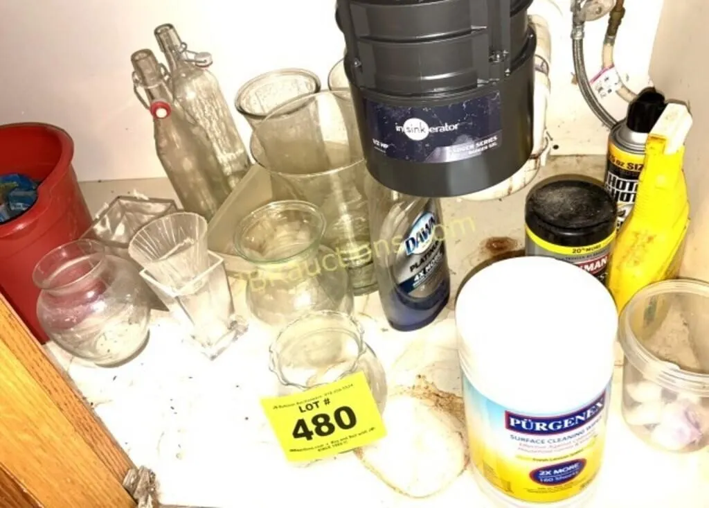 VASES/ CONTENTS UNDER SINK