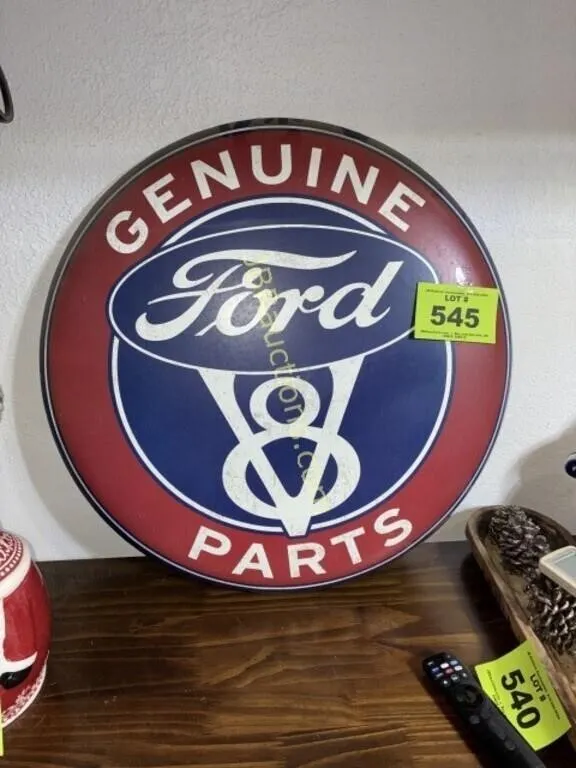 FORD V8 ROUND METAL SIGN 48"