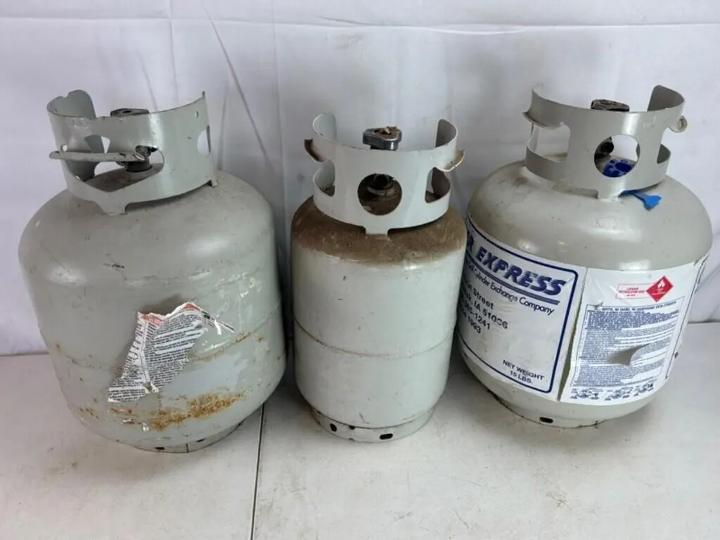 Propane Cylinders w/ Valves (Lot of 3)
