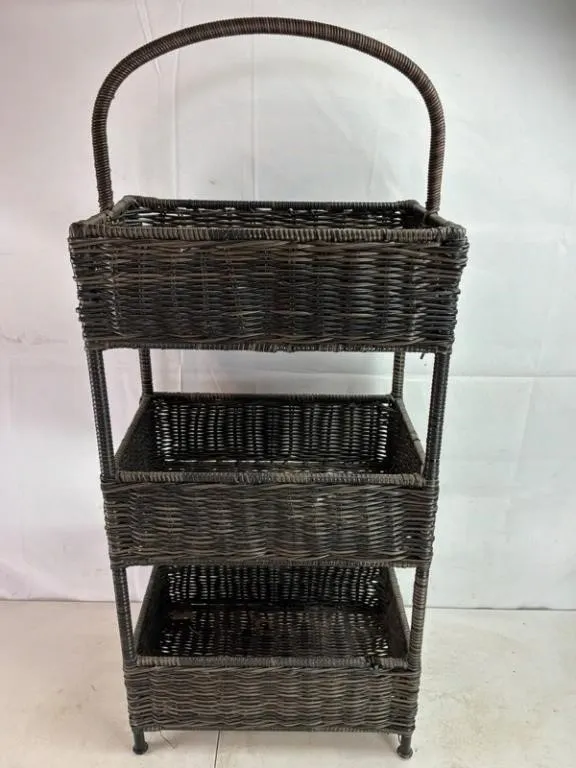 3-Tier Woven Basket Storage Stand