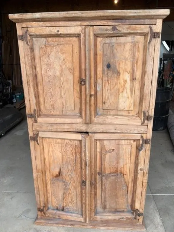 Rustic Four-Door Wood Armoire 72in