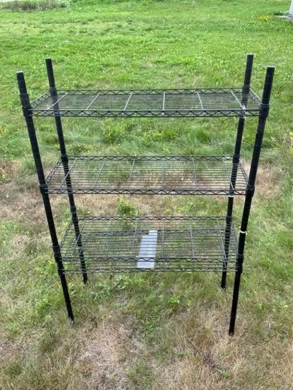 48in Black Metal 3-Tier Wire Shelving