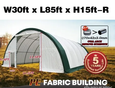 Hanbase W30ft x L85ft x H15ft Storage Shelter S308515R-PE~New!