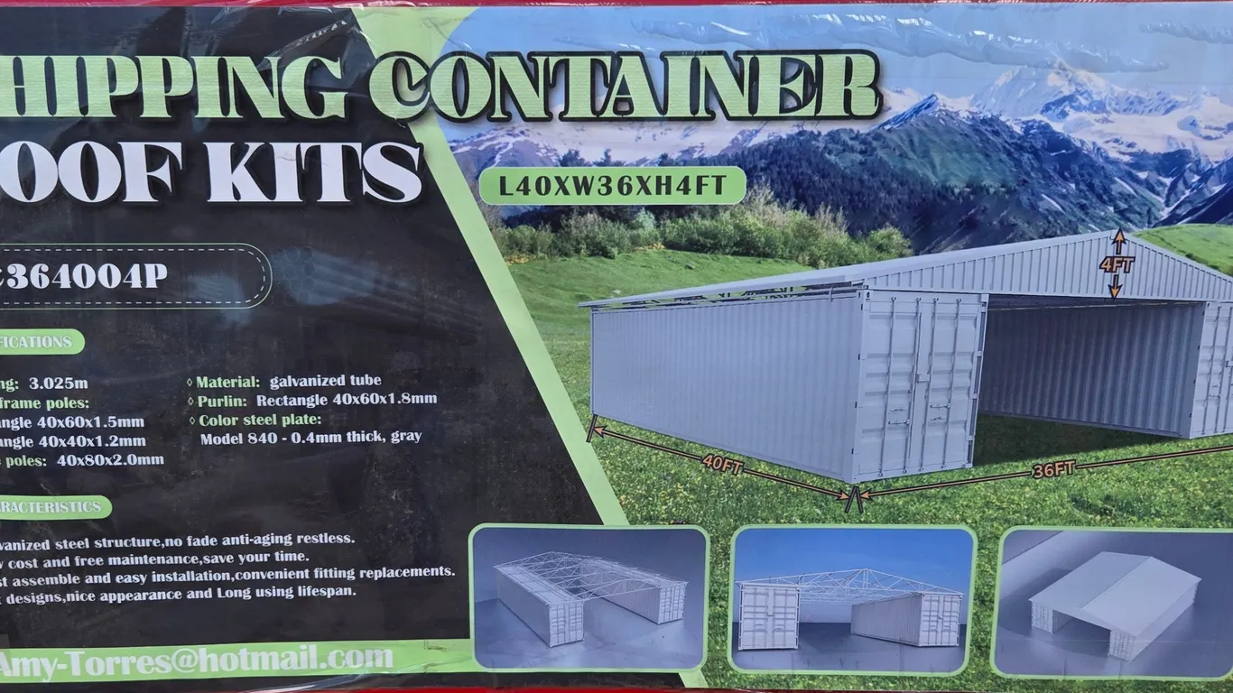 Hanbase L40' X W36' X H4' Container STEEL Roof Kits ~MC364004P New!