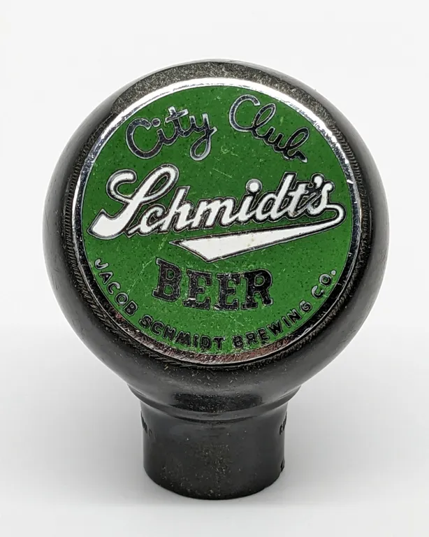 BALL TAP KNOB HANDLE SCHMIDT'S CITY CLUB BEER ST PAUL MINNESOTA (GREEN DUCK)