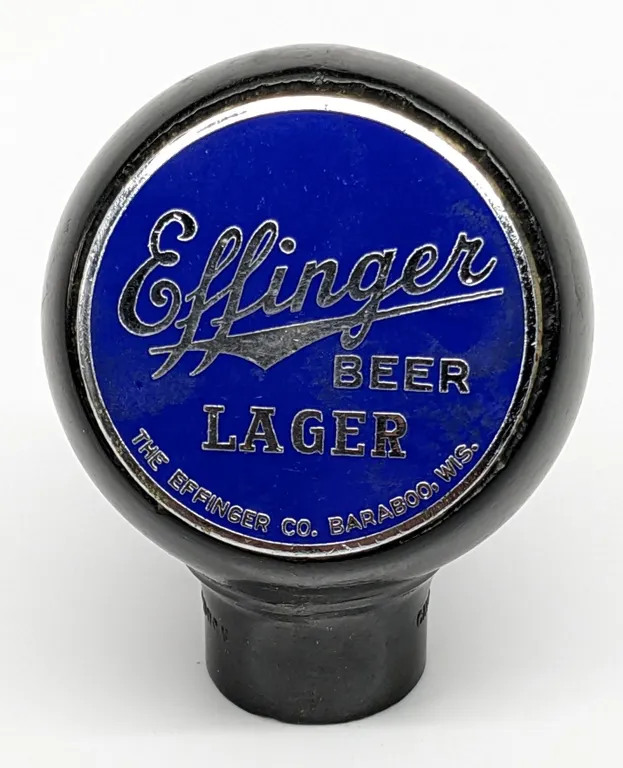 BALL TAP KNOB HANDLE EFFINGER LAGER BEER BARABOO WISCONSIN (GREEN DUCK)