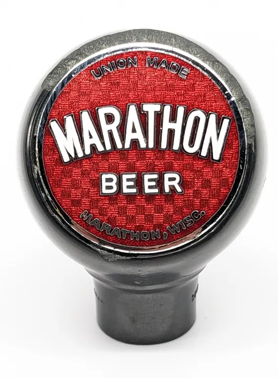 BALL TAP KNOB HANDLE UNION MADE MARATHON BEER WISCONSIN (GREEN DUCK)