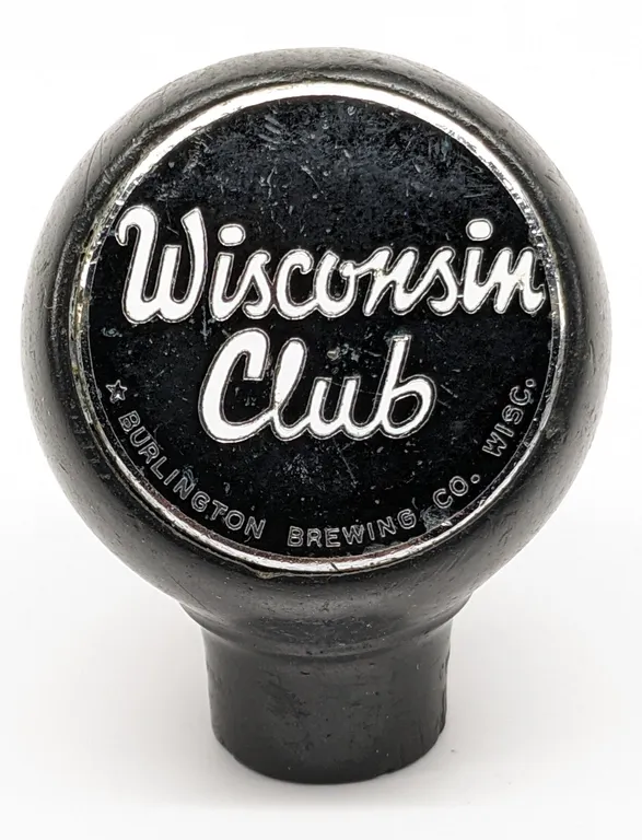 BALL TAP KNOB HANDLE WISCONSIN CLUB BEER BURLINGTON WISCONSIN (GREEN DUCK)