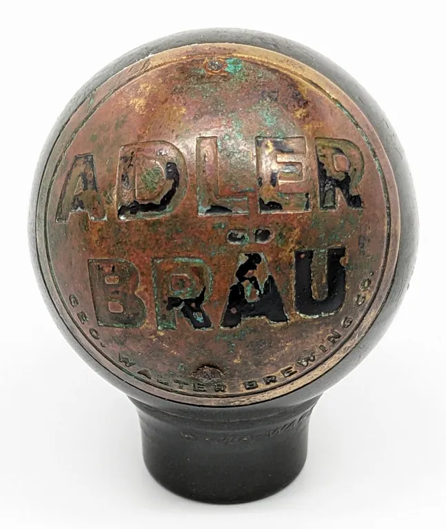 BALL TAP KNOB HANDLE ADLER BRAU BEER GEO WALTER BREWING APPLETON WISCONSIN (DAKA-WARE)