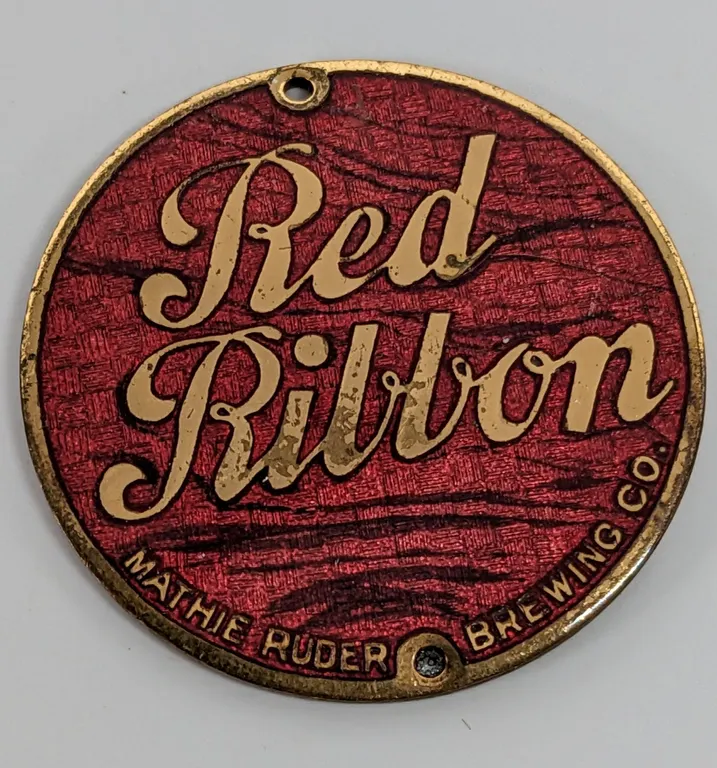BALL TAP KNOB HANDLE INSERT RED RIBBON BEER WAUSAU WISCONSIN
