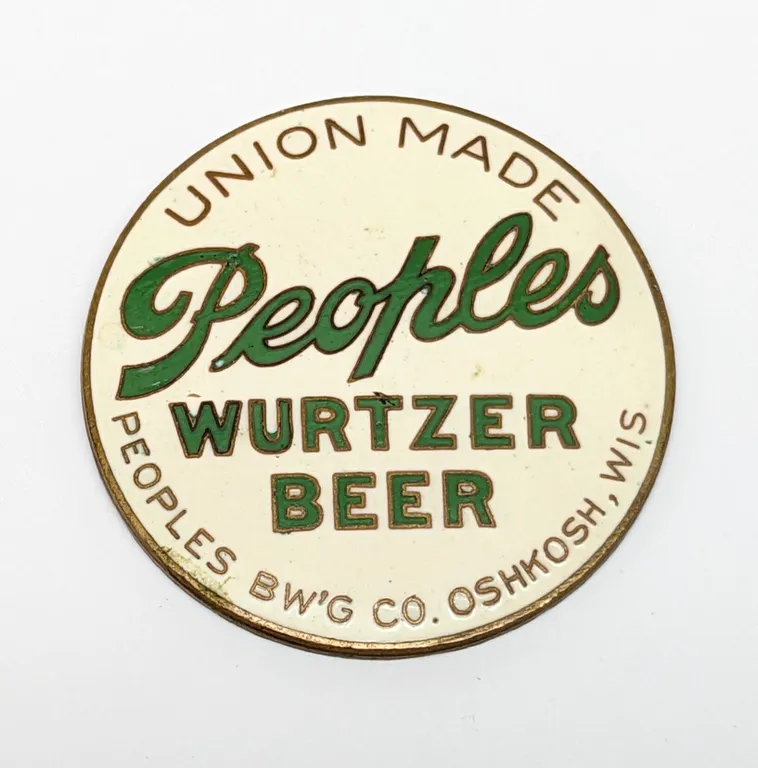 BALL TAP KNOB HANDLE INSERT UNION MADE PEOPLES WURTZER BEER OSHKOSH WISCONSIN