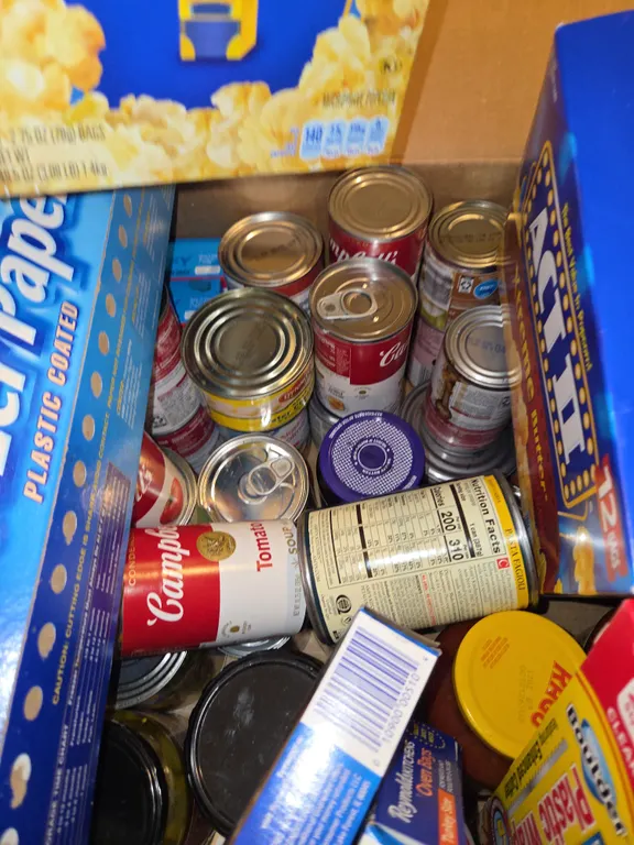Large box of kitchen goods