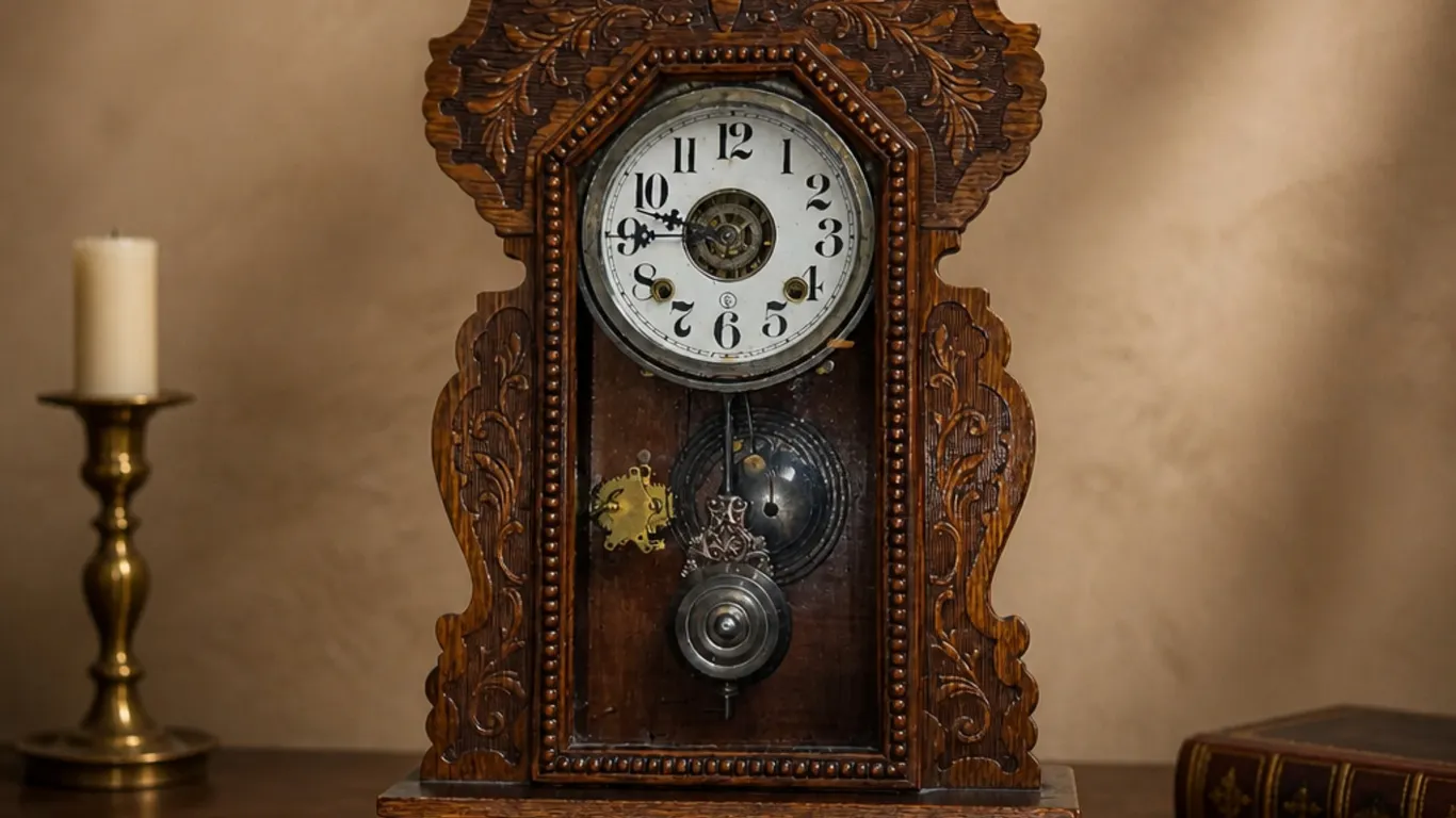 1907 ANTIQUE WATERBURY CLOCK CO Festus MANTEL CLOCK- Original 5465 with key