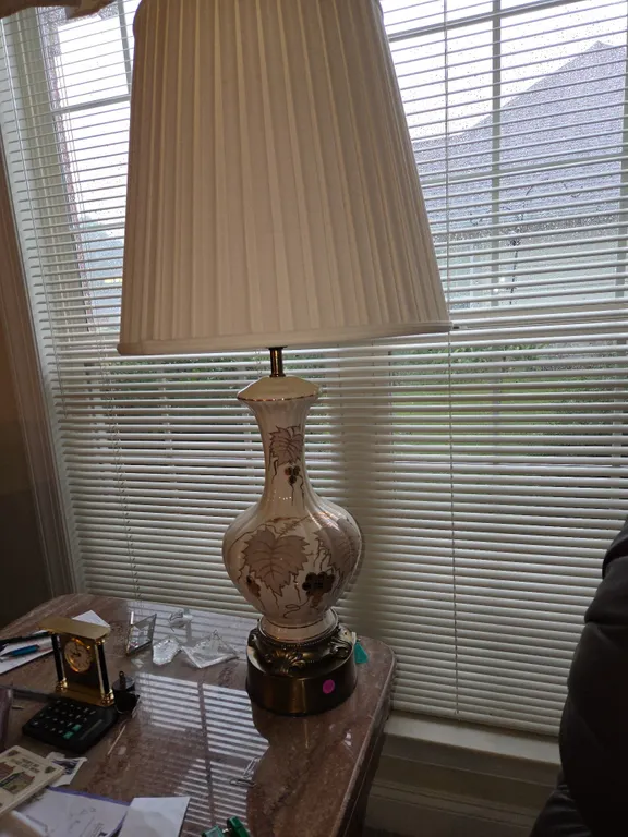 Japanese Heavy Crazing Ceramic Gold Leaf Hollywood 50’s Lamps