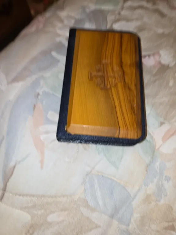 Mini wood covered jerusalem bible