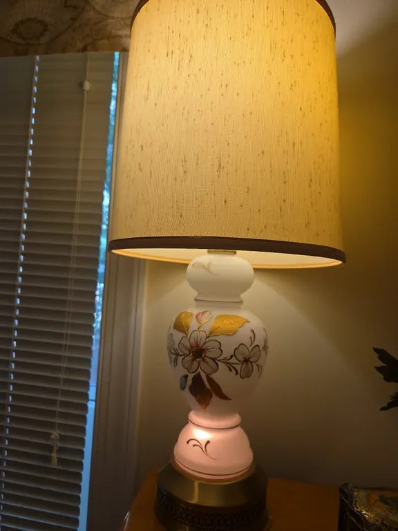 Gorgeous hand painted brass based lamp