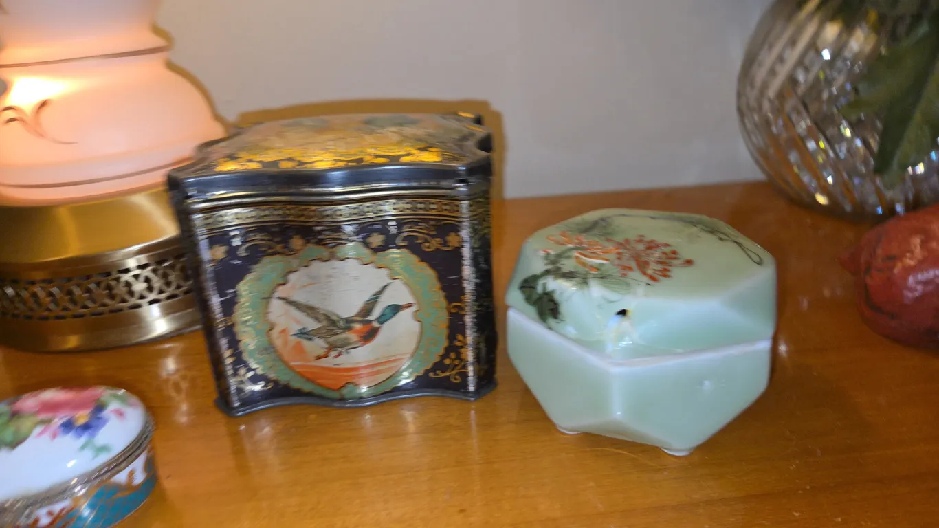 3 small trinket boxes 1 is broke