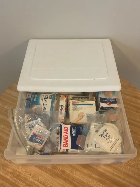 First Aid & Bandage Supply Lot with Storage Container
