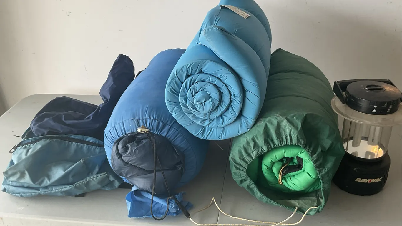 Camping Sleeping Bags & Rayovac Lantern