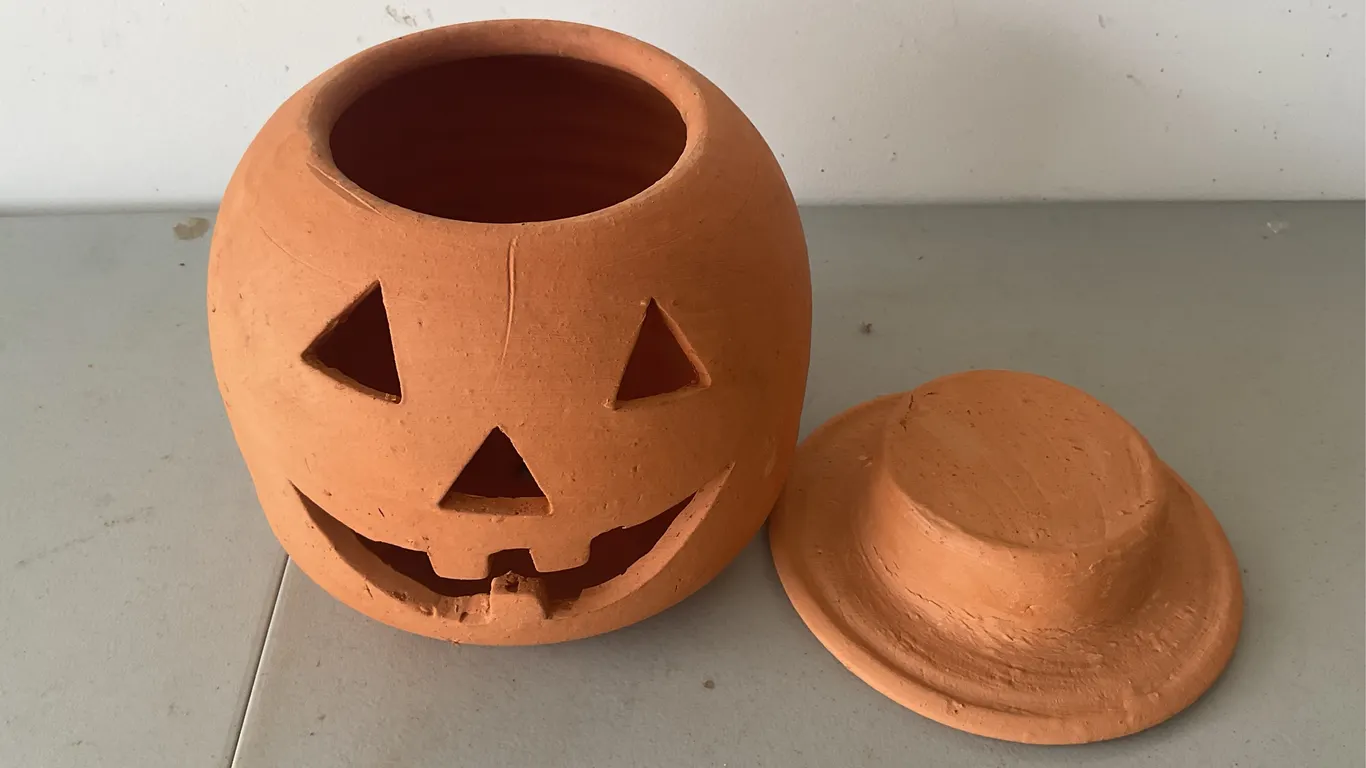 Terracotta Jack-O’-Lantern Pumpkin Candle Holder
