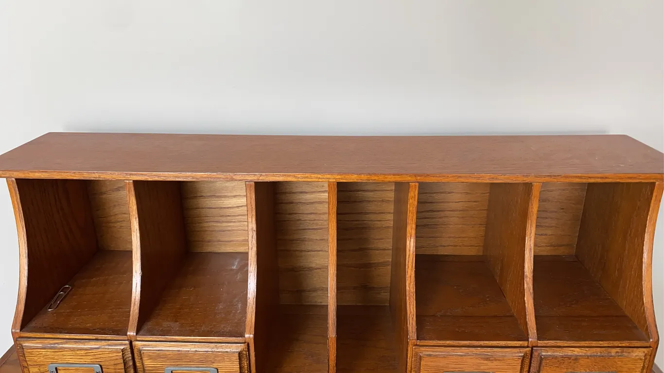 Antique Wooden Desktop Sorter and Document Organizer