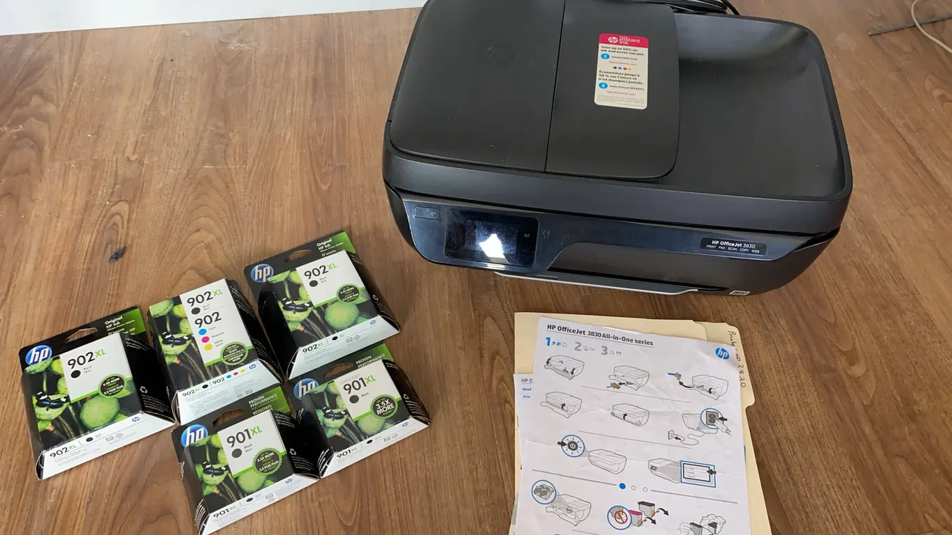 HP OfficeJet 3830 All-in-One Inkjet Printer & Ink Cartridges